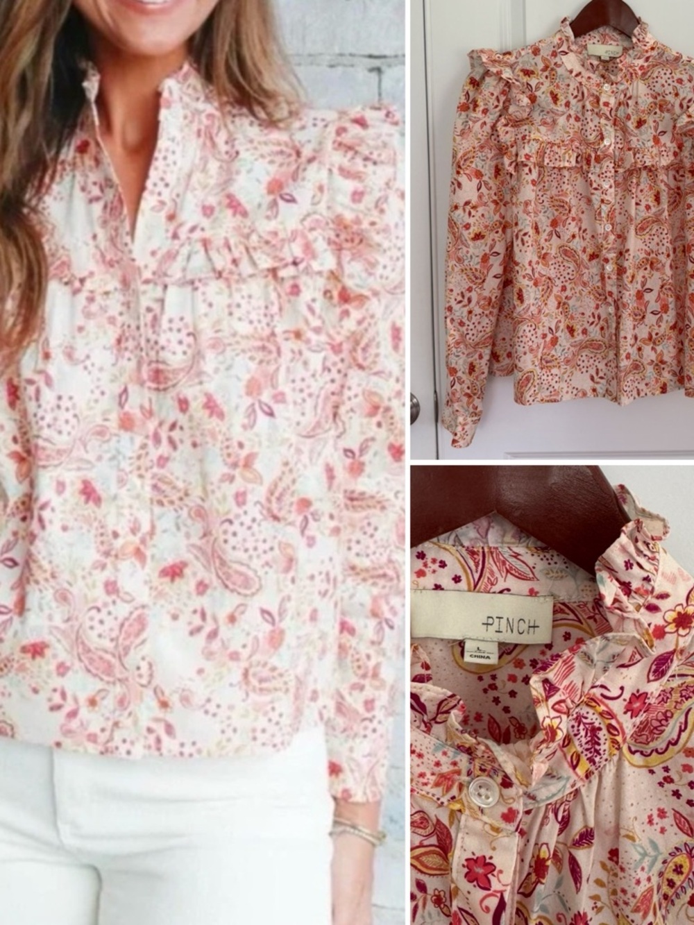 Pinch Floral/Paisley Ruffle Blouse - Picture 2 of 13
